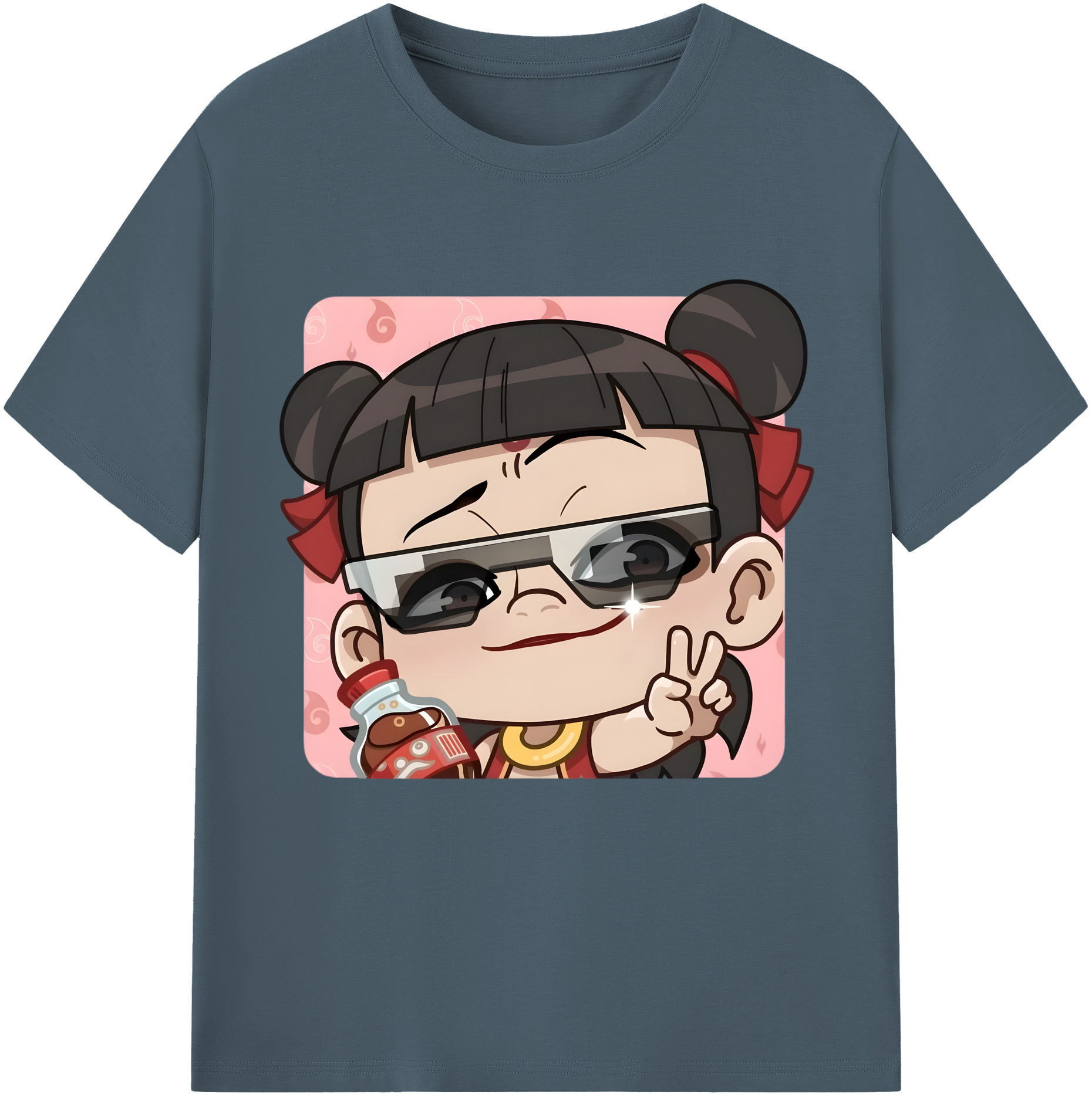（画像用） Ne Zha 2 ナタ 魔童の大暴れ 綿100％半袖Tシャツ（フロントプリント）
